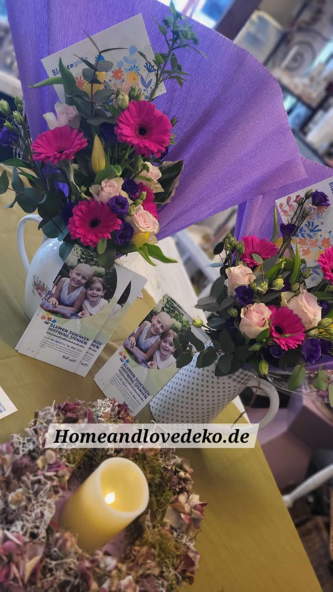 Blumen schenken, Hoffnung spenden #f&uuml;reineKindheitohneKrebs - HomeAndLoveDeko macht mit